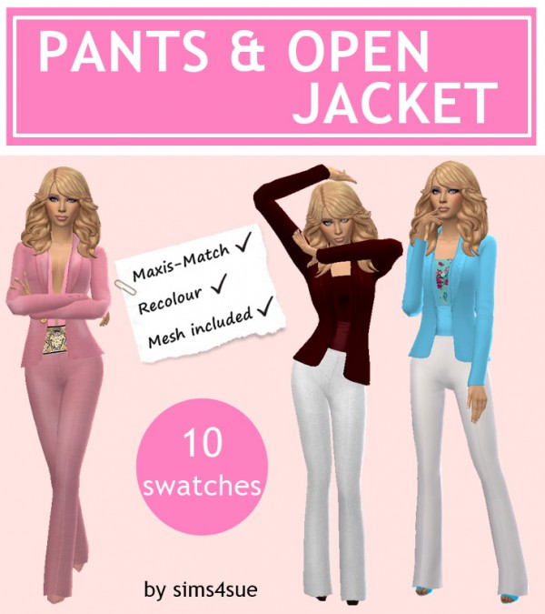  Sims 4 Sue: Pants and Open jacket
