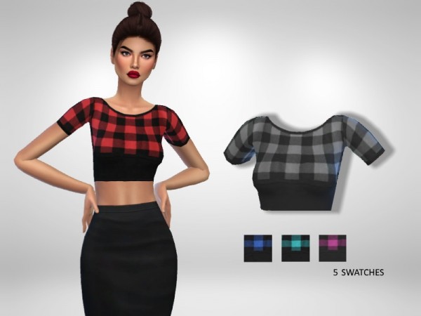  The Sims Resource: Plaid Top by Puresim