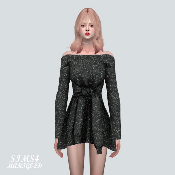  SIMS4 Marigold: TT Off Shoulder Sporty Mini Dress