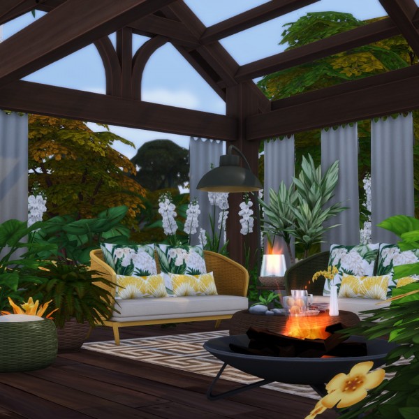  Simsational designs: Oasis Chic Living   Outdoor Wicker Living Set with 18 Objects