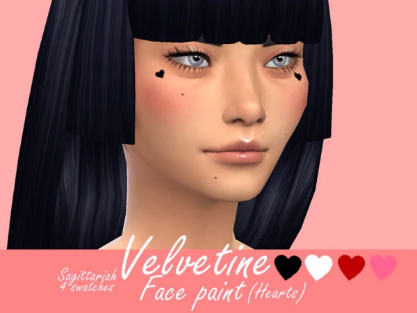  The Sims Resource: Velvetine Facepaint   Hearts by Sagittariah