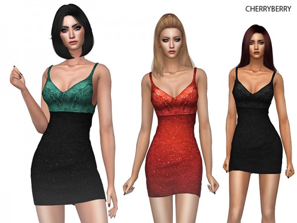  The Sims Resource: Party Flavor Mini Dress by CherryBerrySim