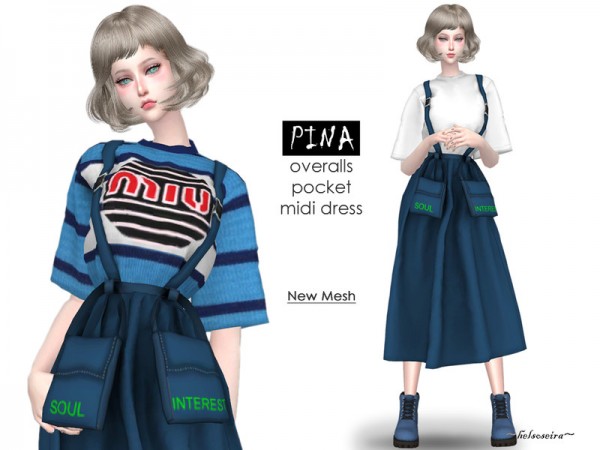  The Sims Resource: PINA   Overalls with T Shirt by Helsoseira