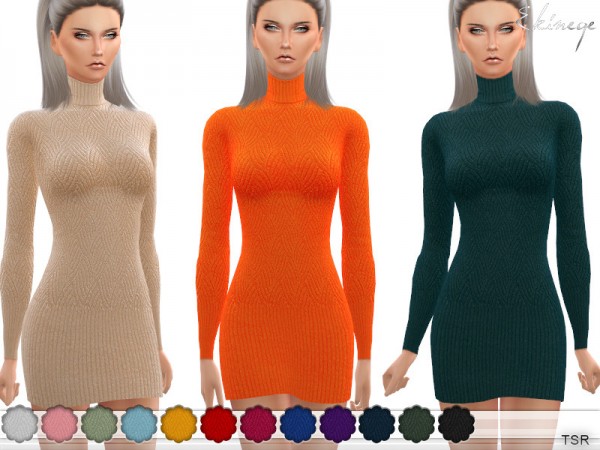  The Sims Resource: Turtleneck Sweater Dress by ekinege