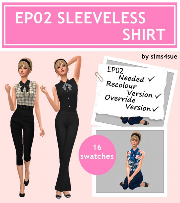  Sims 4 Sue: Sleveless Shirt