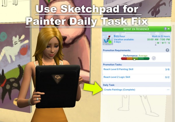  Mod The Sims: Use Sketchpad for Painter Daily Task Fix by FerrisWheelable