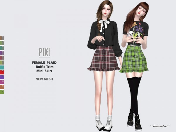  The Sims Resource: PIXI   Plaid Mini Skirt by Helsoseira