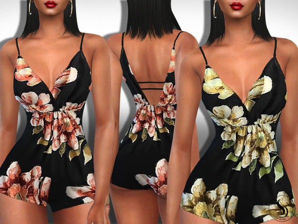  The Sims Resource: Summer Style Floral Short JumpSuits by Saliwa