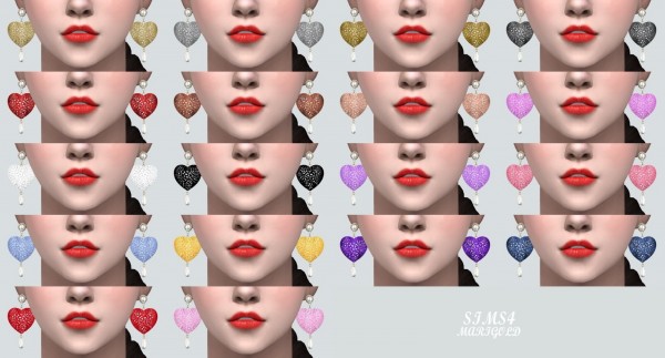  SIMS4 Marigold: Lovely Big Heart Pearl Earring