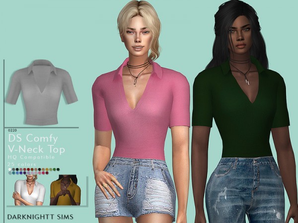  The Sims Resource: Comfy V Neck Top by DarkNighTt