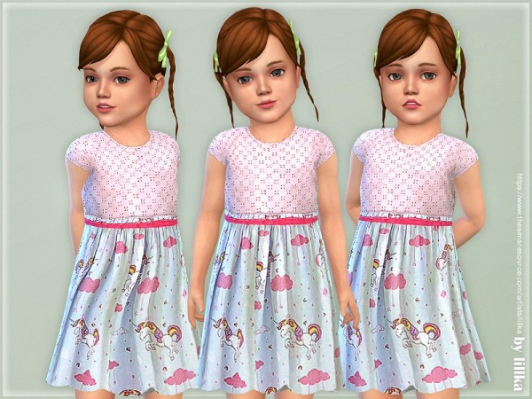  The Sims Resource: Pink Unicorn Dress by lillka