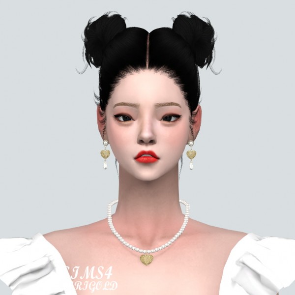 SIMS4 Marigold: Lovely Small Heart Pearl Earrings