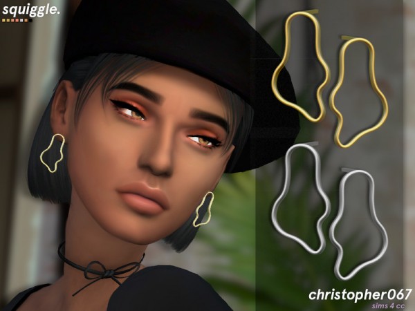  The Sims Resource: Squiggle Earrings by Christopher067
