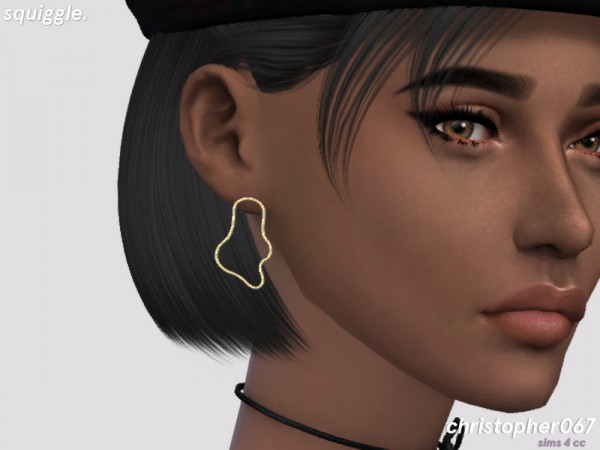  The Sims Resource: Squiggle Earrings by Christopher067