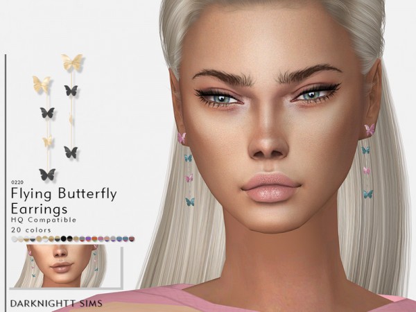  The Sims Resource: Flying Butterfly Earrings by DarkNighTt