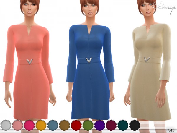  The Sims Resource: Embellished Belted Mini Dress by ekinege