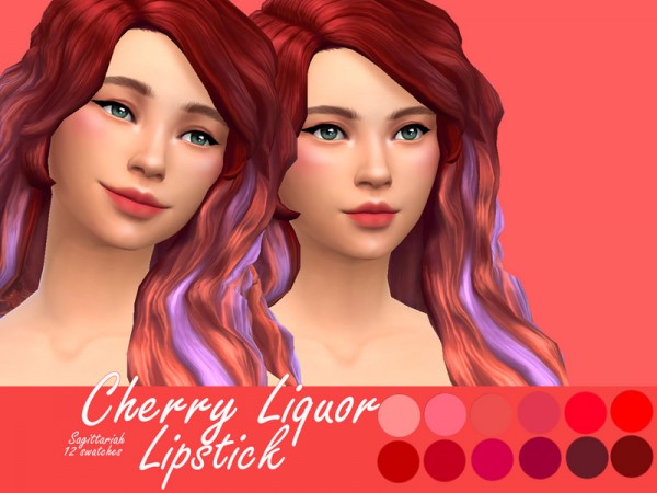  The Sims Resource: Cherry Liquor Lipstick by Sagittariah