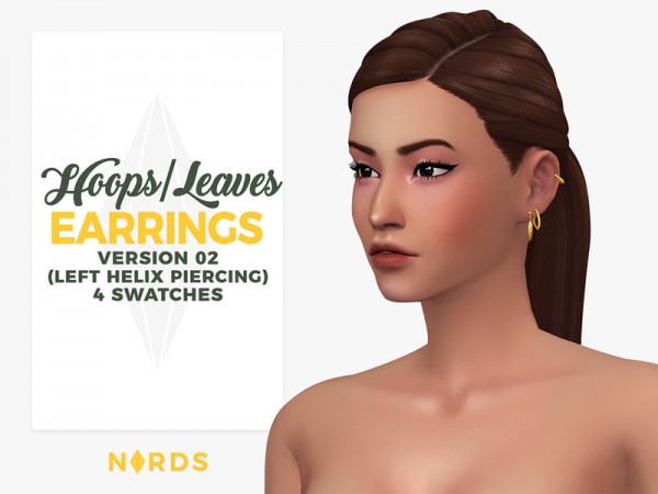  The Sims Resource: Hoops and Leaves Earrings V2 by Nords