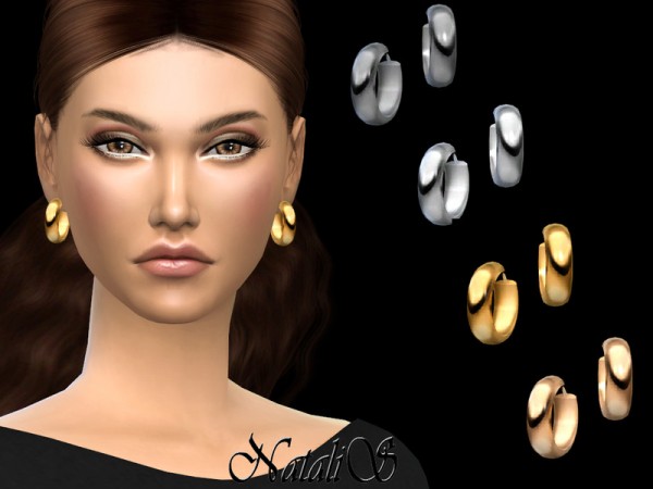  The Sims Resource: Flat hoop earrings by NataliS