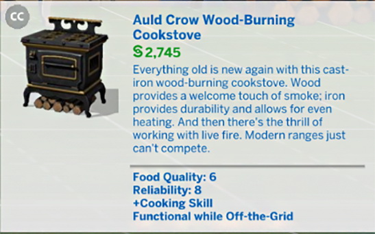  Mod The Sims: Auld Crow Wood Burning Cookstove Off the Grid by ElvinGearMaster