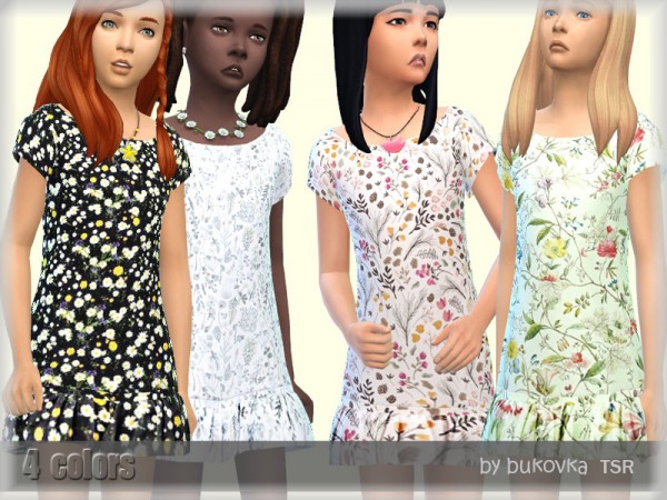  The Sims Resource: Dress Frill Flowers by bukovka