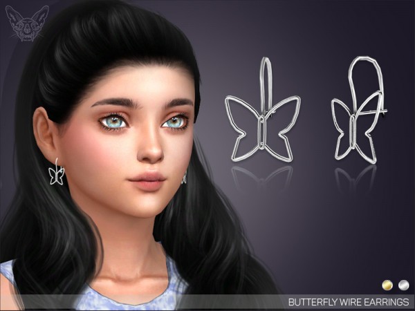  The Sims Resource: Butterfly Wire Earrings For Kids by feyona