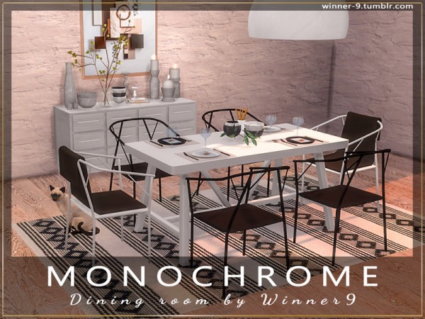 The Sims Resource: Monochrome Dining Room by Winner9 • Sims 4 Downloads