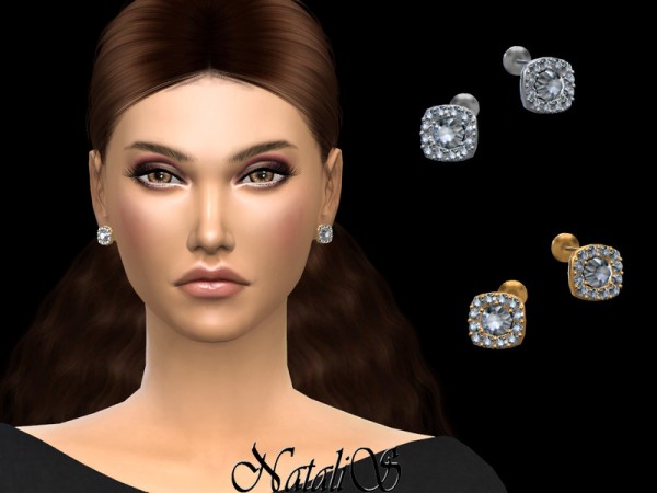  The Sims Resource: Square halo diamond stud by NataliS