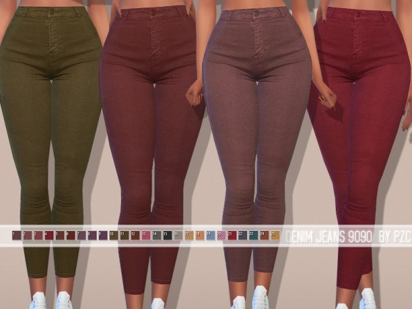  The Sims Resource: Denim Skinny Jeans 9090 Cappuccino by Pinkzombiecupcakes