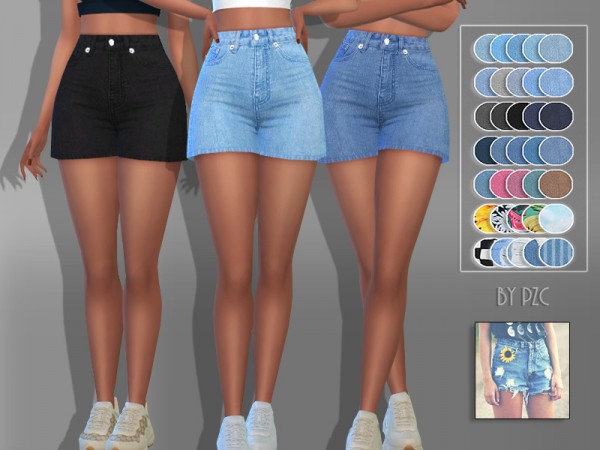  The Sims Resource: Sunflower Denim Jeans Shorts 9094 by Pinkzombiecupcakes