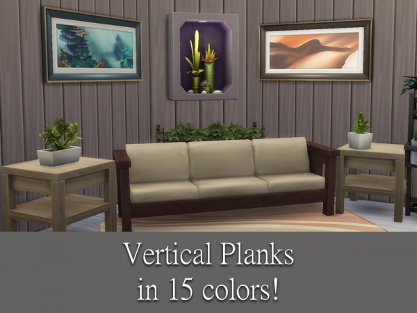  The Sims Resource: Vertical Planks Wall Paneling by ChickieChiona
