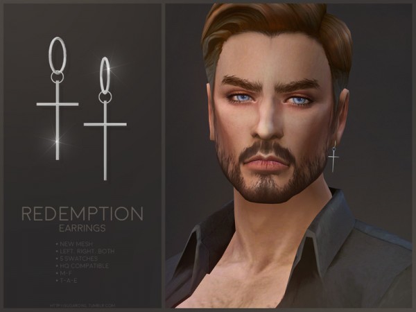  The Sims Resource: Redemption earrings by sugar owl