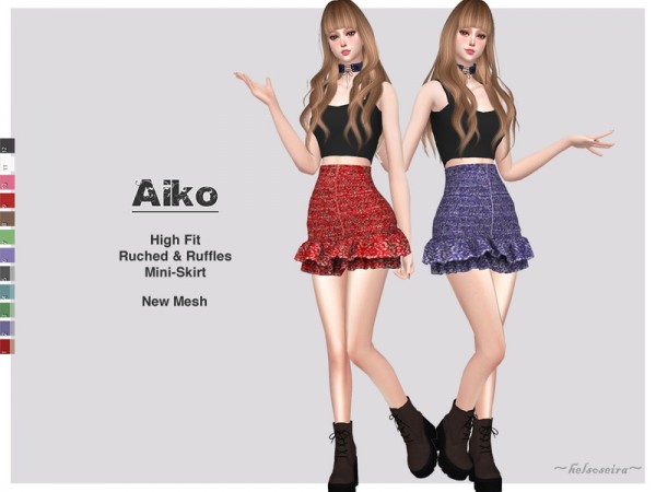  The Sims Resource: AIKO   High waist mini skirt by Helsoseira