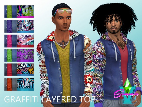  The Sims Resource: Graffiti Layered Top by SimmieV