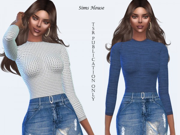  The Sims Resource: Womens sweater three quarter sleeve by Sims House