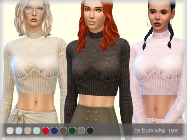  The Sims Resource: Cropped Top long sleeve by bukovka
