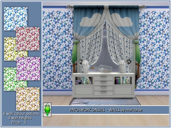  The Sims Resource: Patchwork Daisies   Walls by marcorse