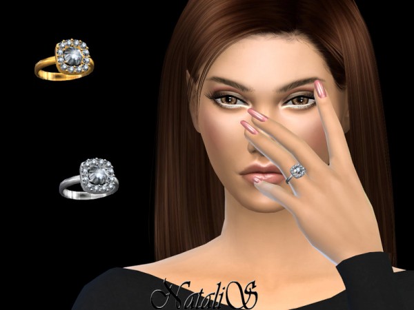 The Sims Resource: Square halo diamond ring by NataliS