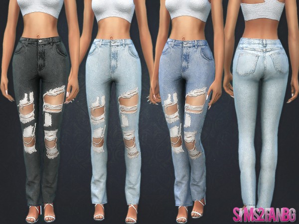  The Sims Resource: 394   High Rise Ripped Jeans by sims2fanbg