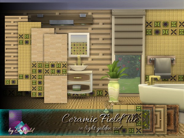 The Sims Resource: Ceramic Field Tile in light golden rod by emerald