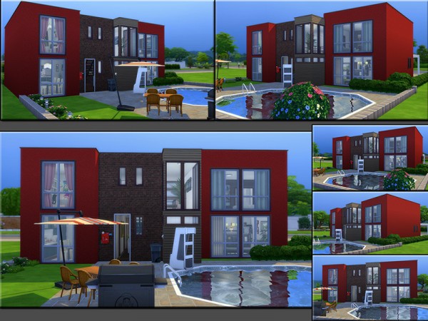  The Sims Resource: Modern Brick Row House by matomibotaki