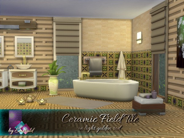  The Sims Resource: Ceramic Field Tile in light golden rod by emerald