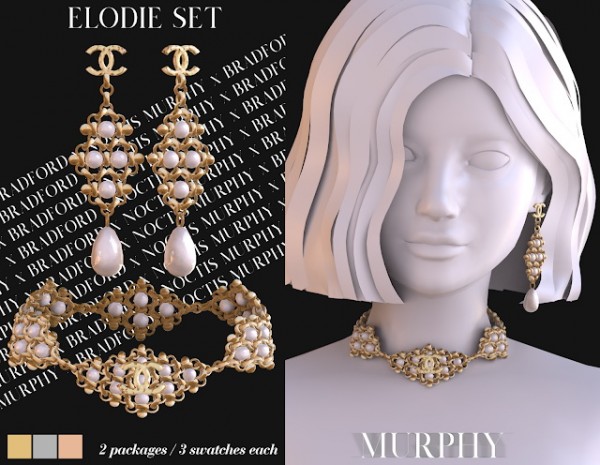  Murphy: Elodie earrings and necklace Set  by  Silence Bradford