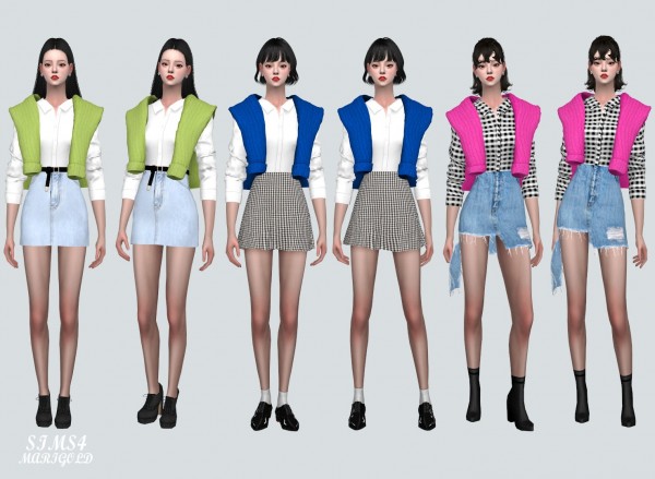  SIMS4 Marigold: Shoulder Sweater With Shirts