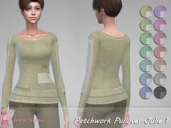  The Sims Resource: Patchwork Pullover Julie 1 by Jaru Sims