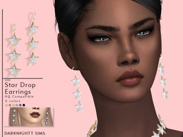  The Sims Resource: Star Drop Earrings by DarkNighTt
