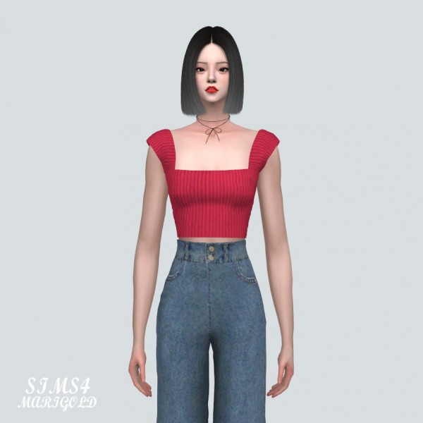  SIMS4 Marigold: Knit Sleeveless Crop Top