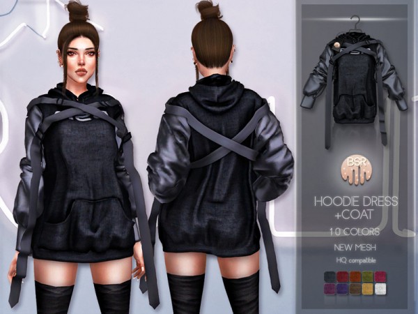  The Sims Resource: Hoodie Dress and Coat by busra tr