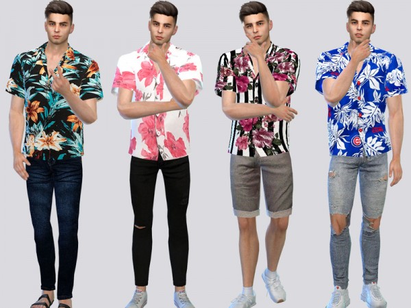  The Sims Resource: Floral Buttonup Shirt by McLayneSims