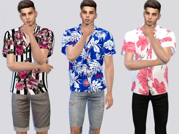The Sims Resource: Floral Buttonup Shirt by McLayneSims • Sims 4 Downloads